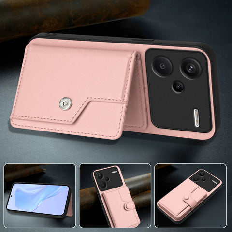For Xiaomi Redmi Note 13 Pro+ 5G Case RFID Blocking Card Holder Kickstand TPU + PU Leather Phone Back Cover