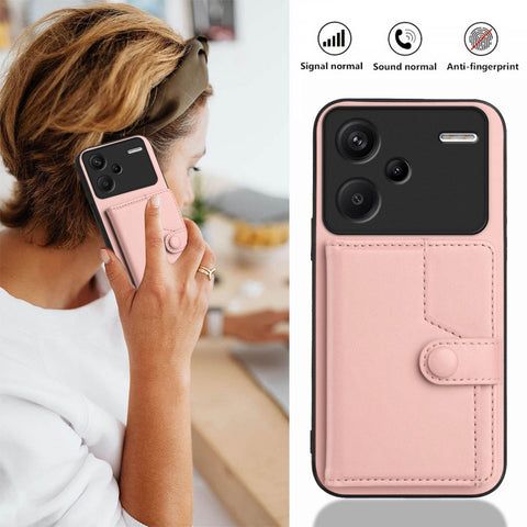 For Xiaomi Redmi Note 13 Pro+ 5G Case RFID Blocking Card Holder Kickstand TPU + PU Leather Phone Back Cover