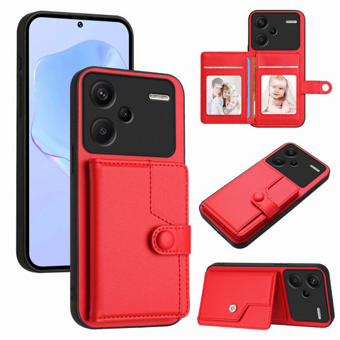 For Xiaomi Redmi Note 13 Pro+ 5G Case RFID Blocking Card Holder Kickstand TPU + PU Leather Phone Back Cover