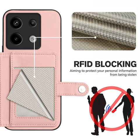 For Xiaomi Poco X6 5G / Xiaomi Redmi Note 13 Pro 5G Case RFID Blocking Card Holder Kickstand TPU + PU Leather Phone Back Cover