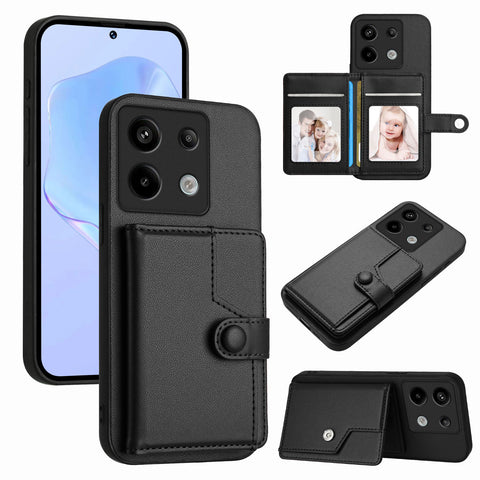 For Xiaomi Poco X6 5G / Xiaomi Redmi Note 13 Pro 5G Case RFID Blocking Card Holder Kickstand TPU + PU Leather Phone Back Cover