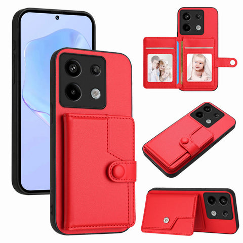 For Xiaomi Poco X6 5G / Xiaomi Redmi Note 13 Pro 5G Case RFID Blocking Card Holder Kickstand TPU + PU Leather Phone Back Cover