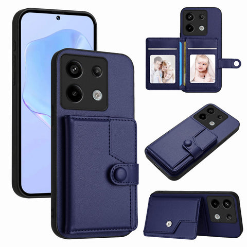 For Xiaomi Poco X6 5G / Xiaomi Redmi Note 13 Pro 5G Case RFID Blocking Card Holder Kickstand TPU + PU Leather Phone Back Cover