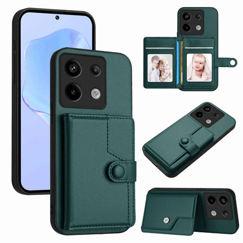 For Xiaomi Poco X6 5G / Xiaomi Redmi Note 13 Pro 5G Case RFID Blocking Card Holder Kickstand TPU + PU Leather Phone Back Cover