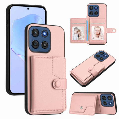 For Motorola Edge 60 Stylus 5G Case RFID Blocking Card Holder Kickstand TPU + PU Leather Phone Back Cover