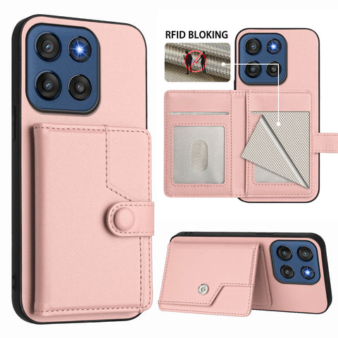 For Motorola Edge 60 Stylus 5G Case RFID Blocking Card Holder Kickstand TPU + PU Leather Phone Back Cover
