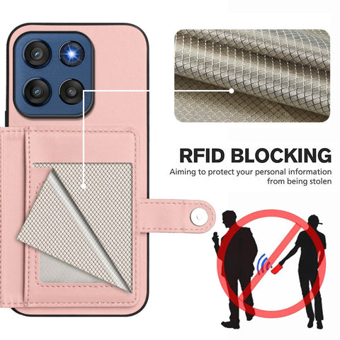 For Motorola Edge 60 Stylus 5G Case RFID Blocking Card Holder Kickstand TPU + PU Leather Phone Back Cover