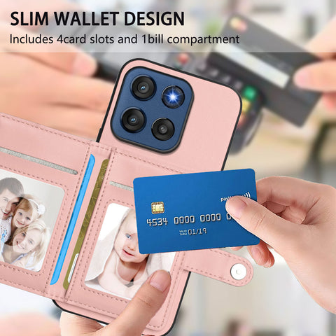 For Motorola Edge 60 Stylus 5G Case RFID Blocking Card Holder Kickstand TPU + PU Leather Phone Back Cover