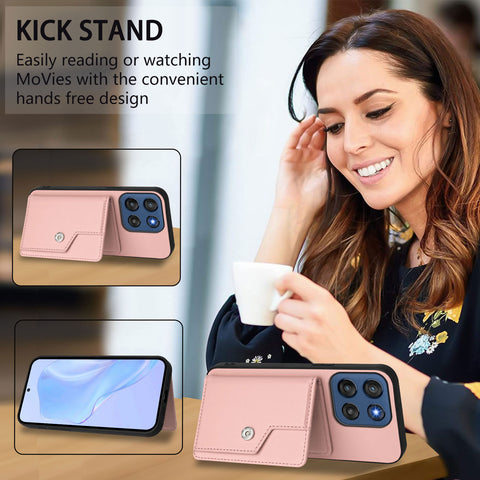 For Motorola Edge 60 Stylus 5G Case RFID Blocking Card Holder Kickstand TPU + PU Leather Phone Back Cover