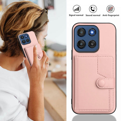 For Motorola Edge 60 Stylus 5G Case RFID Blocking Card Holder Kickstand TPU + PU Leather Phone Back Cover