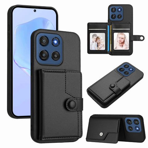 For Motorola Edge 60 Stylus 5G Case RFID Blocking Card Holder Kickstand TPU + PU Leather Phone Back Cover