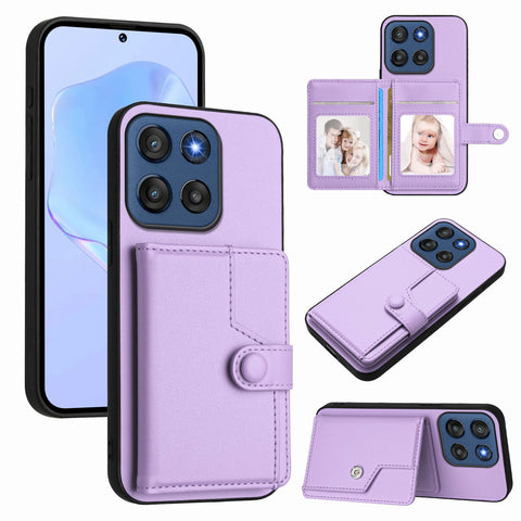 For Motorola Edge 60 Stylus 5G Case RFID Blocking Card Holder Kickstand TPU + PU Leather Phone Back Cover