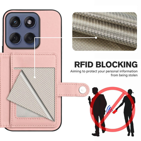 For Motorola Edge 60 5G / Motorola Edge 60s 5G / Motorola Edge 60 Fusion 5G Case RFID Blocking Card Holder Kickstand TPU + PU Leather Phone Back Cover