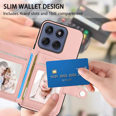 For Motorola Edge 60 5G / Motorola Edge 60s 5G / Motorola Edge 60 Fusion 5G Case RFID Blocking Card Holder Kickstand TPU + PU Leather Phone Back Cover