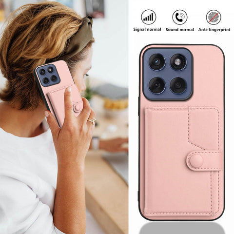 For Motorola Edge 60 5G / Motorola Edge 60s 5G / Motorola Edge 60 Fusion 5G Case RFID Blocking Card Holder Kickstand TPU + PU Leather Phone Back Cover