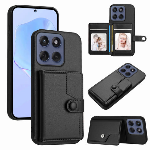 For Motorola Edge 60 5G / Motorola Edge 60s 5G / Motorola Edge 60 Fusion 5G Case RFID Blocking Card Holder Kickstand TPU + PU Leather Phone Back Cover