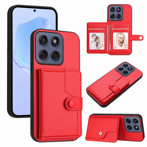 For Motorola Edge 60 5G / Motorola Edge 60s 5G / Motorola Edge 60 Fusion 5G Case RFID Blocking Card Holder Kickstand TPU + PU Leather Phone Back Cover