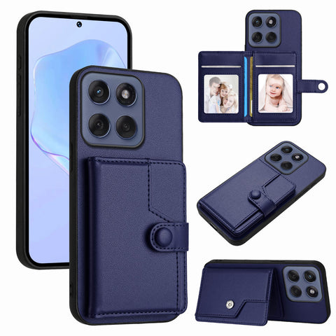 For Motorola Edge 60 5G / Motorola Edge 60s 5G / Motorola Edge 60 Fusion 5G Case RFID Blocking Card Holder Kickstand TPU + PU Leather Phone Back Cover