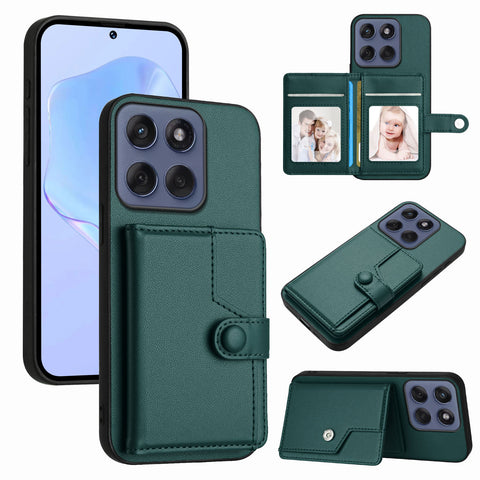 For Motorola Edge 60 5G / Motorola Edge 60s 5G / Motorola Edge 60 Fusion 5G Case RFID Blocking Card Holder Kickstand TPU + PU Leather Phone Back Cover