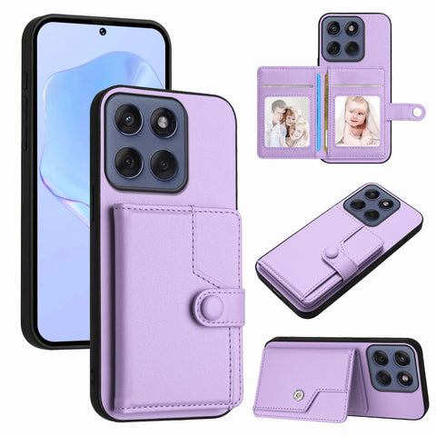 For Motorola Edge 60 5G / Motorola Edge 60s 5G / Motorola Edge 60 Fusion 5G Case RFID Blocking Card Holder Kickstand TPU + PU Leather Phone Back Cover