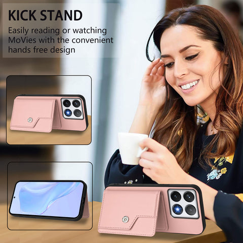 For Xiaomi 14T Pro Case RFID Blocking Card Holder Kickstand TPU + PU Leather Phone Back Cover