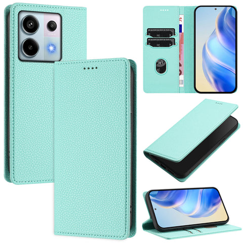For Xiaomi Poco X6 5G / Xiaomi Redmi Note 13 Pro 5G Wallet Case RFID Blocking Litchi Texture Leather Mobile Cover