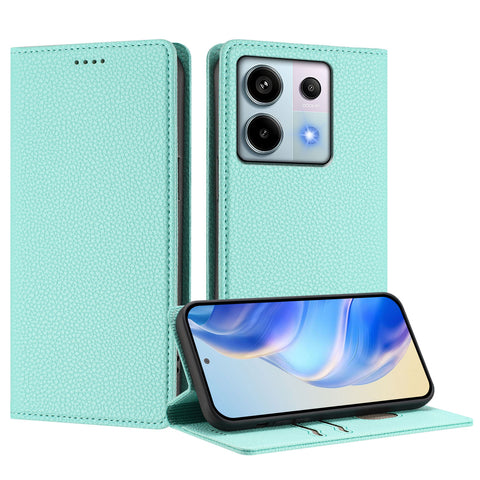 For Xiaomi Poco X6 5G / Xiaomi Redmi Note 13 Pro 5G Wallet Case RFID Blocking Litchi Texture Leather Mobile Cover