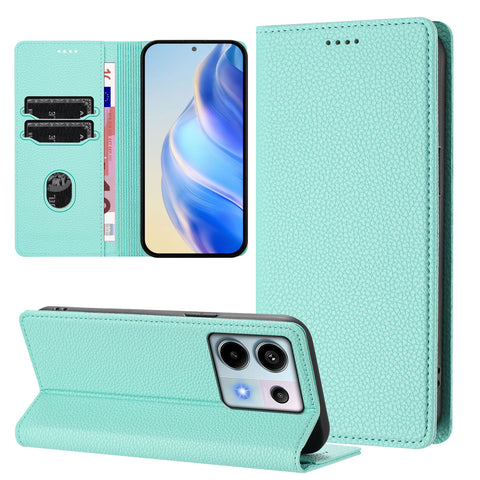 For Xiaomi Poco X6 5G / Xiaomi Redmi Note 13 Pro 5G Wallet Case RFID Blocking Litchi Texture Leather Mobile Cover