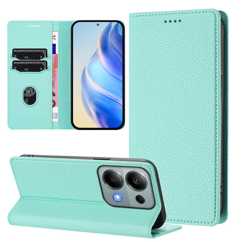 For Xiaomi Poco M6 Pro 4G / Xiaomi Redmi Note 13 Pro 4G Wallet Case RFID Blocking Litchi Texture Leather Mobile Cover