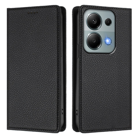 For Xiaomi Poco M6 Pro 4G / Xiaomi Redmi Note 13 Pro 4G Wallet Case RFID Blocking Litchi Texture Leather Mobile Cover