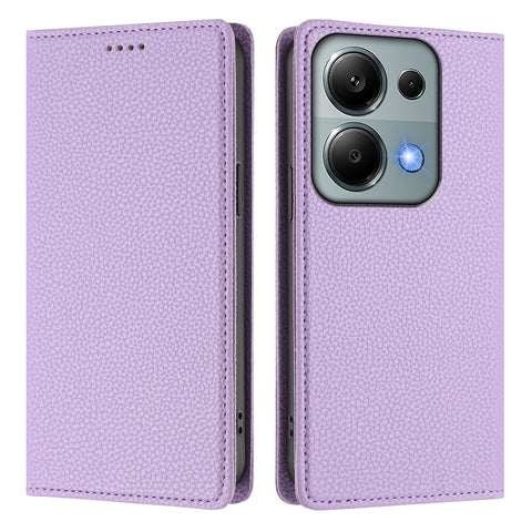 For Xiaomi Poco M6 Pro 4G / Xiaomi Redmi Note 13 Pro 4G Wallet Case RFID Blocking Litchi Texture Leather Mobile Cover