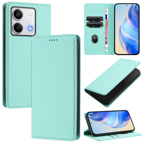 For Xiaomi Redmi Note 13 5G (China) / Xiaomi Redmi Note 13 5G Wallet Case RFID Blocking Litchi Texture Leather Mobile Cover