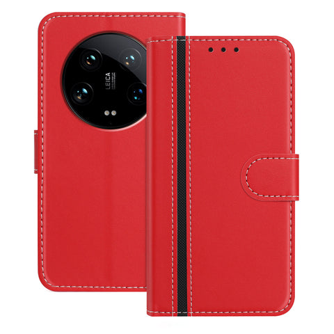 For Xiaomi 14 Ultra Phone Cases Wallet Stand Color Splicing Leather Cover with Magnetic Clasp
