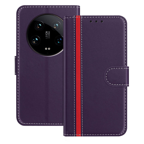 For Xiaomi 14 Ultra Phone Cases Wallet Stand Color Splicing Leather Cover with Magnetic Clasp
