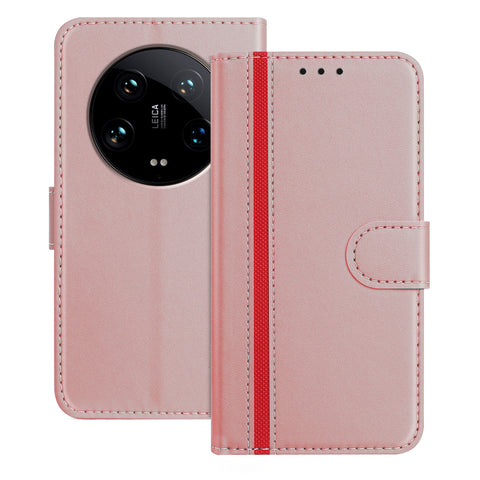 For Xiaomi 14 Ultra Phone Cases Wallet Stand Color Splicing Leather Cover with Magnetic Clasp