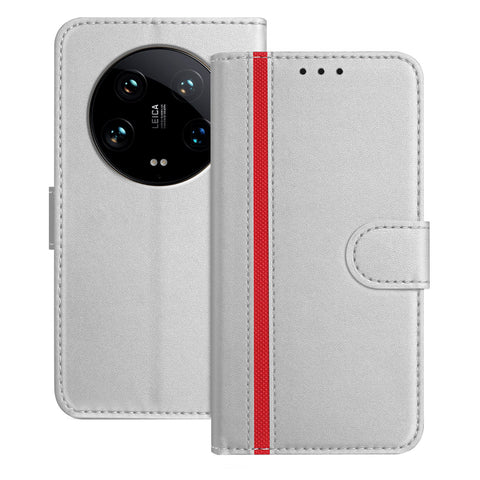 For Xiaomi 14 Ultra Phone Cases Wallet Stand Color Splicing Leather Cover with Magnetic Clasp