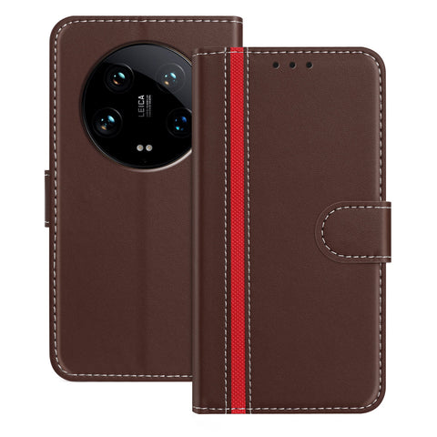For Xiaomi 14 Ultra Phone Cases Wallet Stand Color Splicing Leather Cover with Magnetic Clasp
