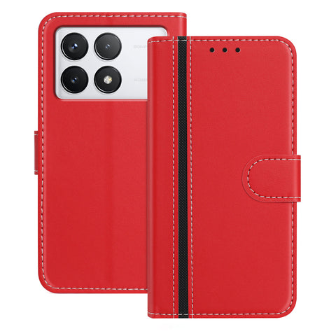For Xiaomi 14T Pro Phone Cases Wallet Stand Color Splicing Leather Cover with Magnetic Clasp