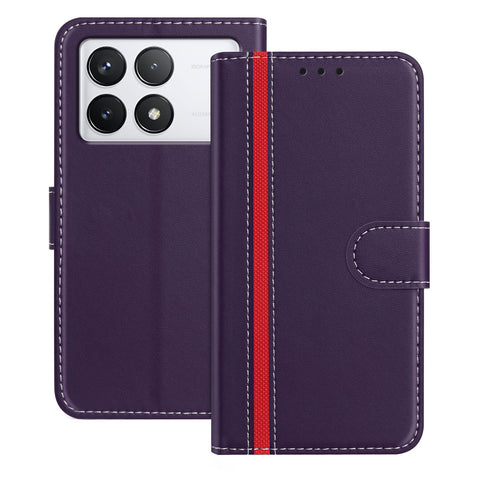 For Xiaomi 14T Pro Phone Cases Wallet Stand Color Splicing Leather Cover with Magnetic Clasp