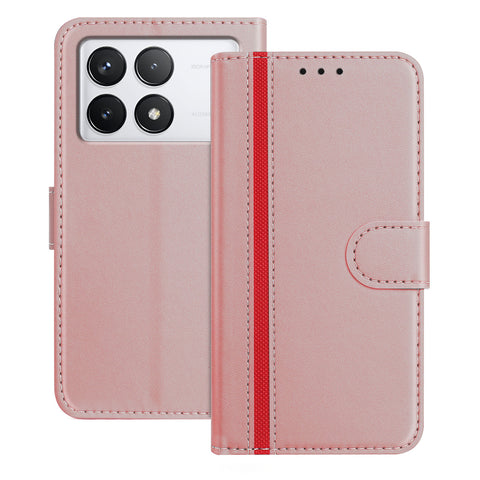 For Xiaomi 14T Pro Phone Cases Wallet Stand Color Splicing Leather Cover with Magnetic Clasp