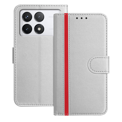 For Xiaomi 14T Pro Phone Cases Wallet Stand Color Splicing Leather Cover with Magnetic Clasp