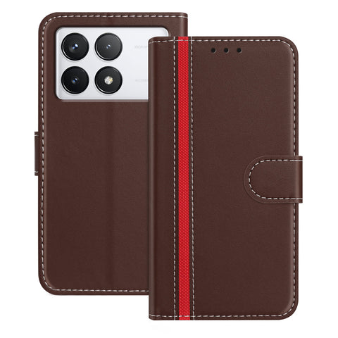 For Xiaomi 14T Pro Phone Cases Wallet Stand Color Splicing Leather Cover with Magnetic Clasp