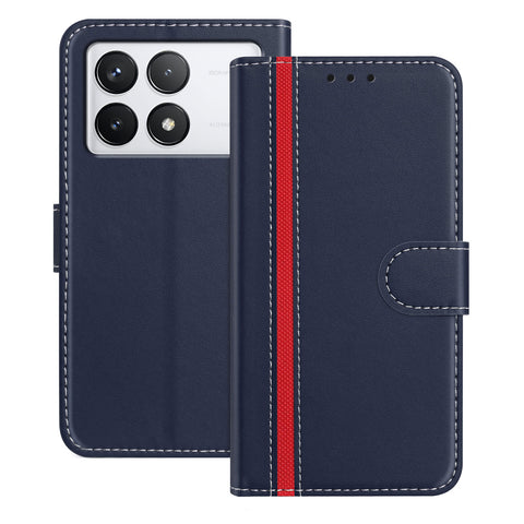 For Xiaomi 14T Pro Phone Cases Wallet Stand Color Splicing Leather Cover with Magnetic Clasp