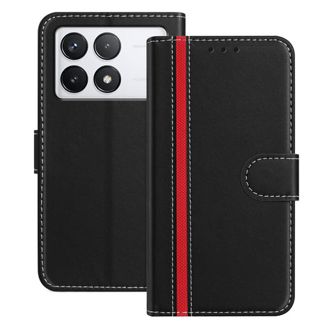 For Xiaomi 14T Pro Phone Cases Wallet Stand Color Splicing Leather Cover with Magnetic Clasp