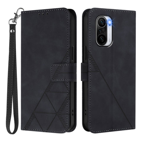 For Xiaomi Poco F3 Leather Case with Hand Strap Wallet Stand Phone Cover