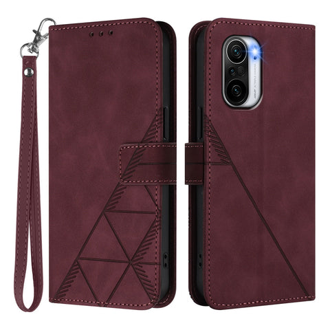 For Xiaomi Poco F3 Leather Case with Hand Strap Wallet Stand Phone Cover
