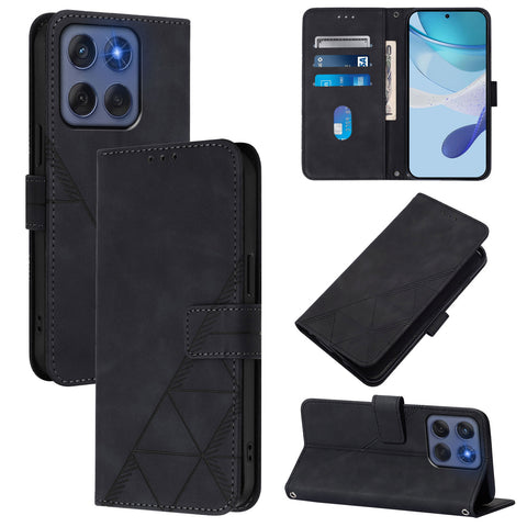 For Motorola Edge (2025) 5G / Motorola Edge 60 Fusion 5G Leather Case with Hand Strap Wallet Stand Phone Cover