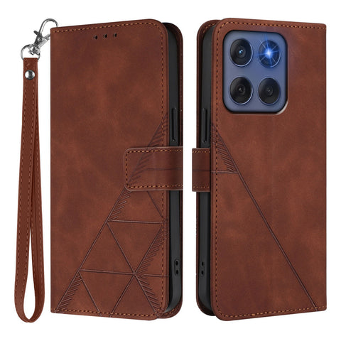 For Motorola Edge (2025) 5G / Motorola Edge 60 Fusion 5G Leather Case with Hand Strap Wallet Stand Phone Cover