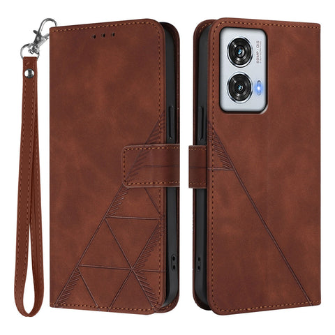 For Motorola Moto G85 5G / Motorola Edge 50 Fusion 5G Leather Case with Hand Strap Wallet Stand Phone Cover