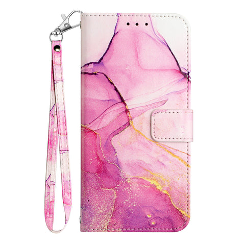 For Motorola Moto G85 5G / Motorola Edge 50 Fusion 5G Case with Strap Marble Pattern Leather Phone Cover Card Holder